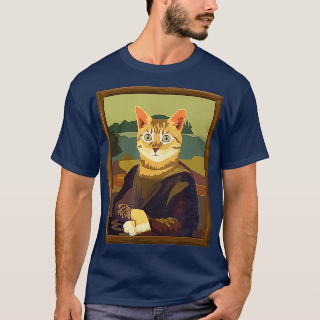 Camiseta Funny Meowna Mona Lisa Art Cat Parody (Frente)