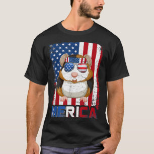 Camiseta Funny Merica Guiné Porco Bandeira Americana Patrió