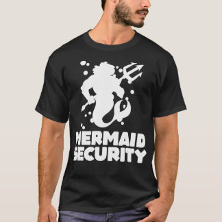 Camiseta Funny Merman Mermaid Security, Natação na praia