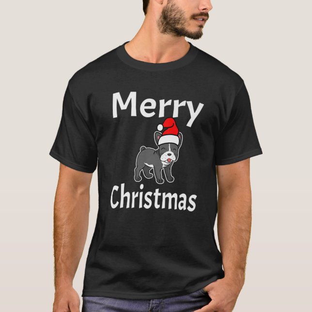 Camiseta Funny Merry Christmas French Bulldog Dog Lover Ani (Frente)