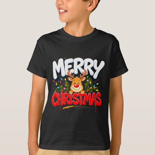Camiseta Funny Merry Christmas Reindeer Xmas Family Men &am (Frente)