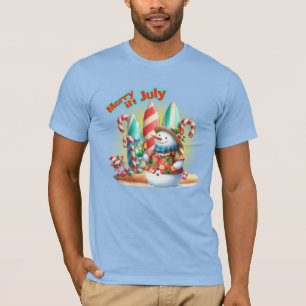 Camiseta Funny Merry em Julho Pranchas de Surf na Praia