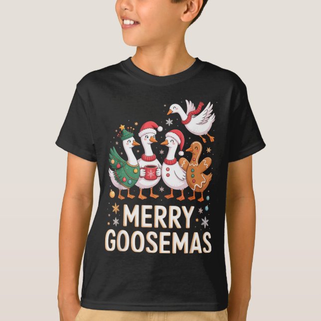 Camiseta Funny Merry Goosemas Christmas Xmas Goose Family H (Frente)