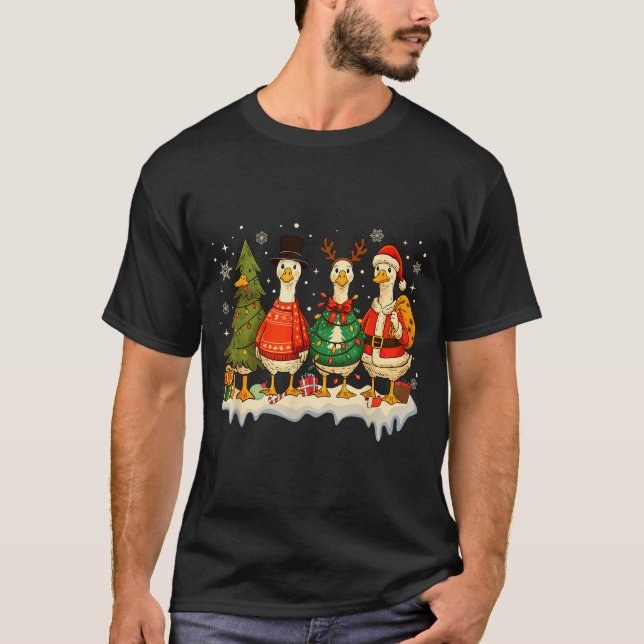 Camiseta Funny Merry Goosemas Cute Xmas Goose Lovers Men Wo (Frente)