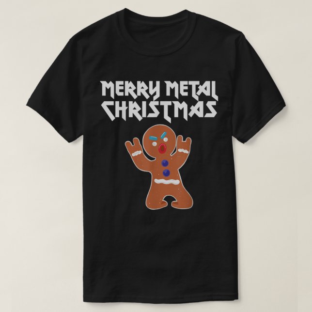 Camiseta Funny Metal Gingerbread Christmas Design (Frente do Design)