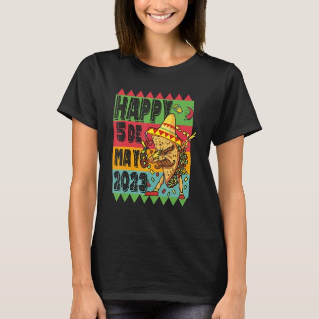 Camiseta Funny Mexican Fiesta Cinco de Mayo Taco Sombrero (Frente)
