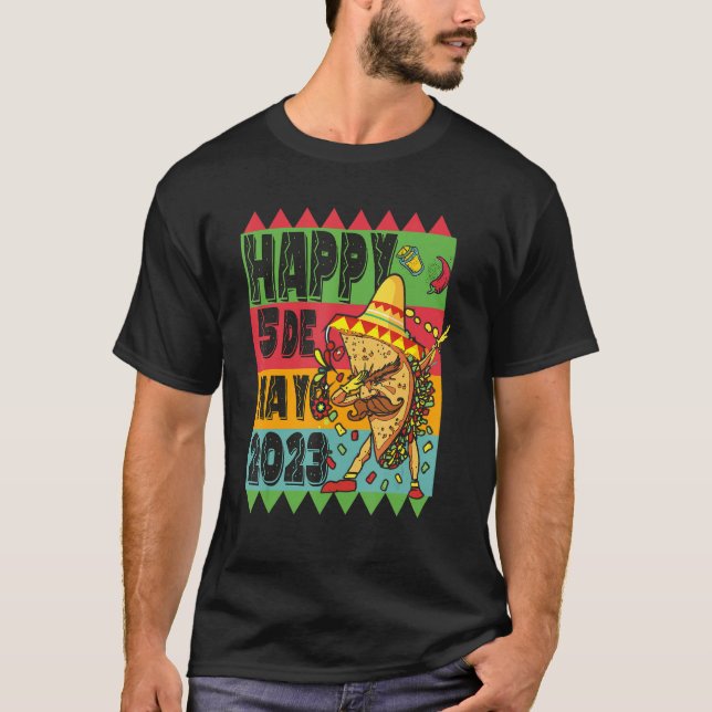 Camiseta Funny Mexican Fiesta Cinco de Mayo Taco Sombrero (Frente)