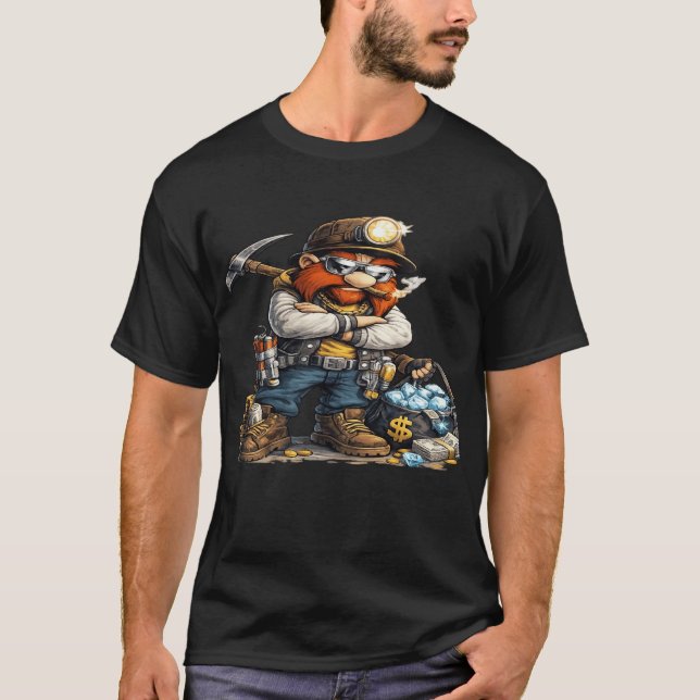 Camiseta Funny Miner Raccoon Graphic T-Shirt for Men (Frente)