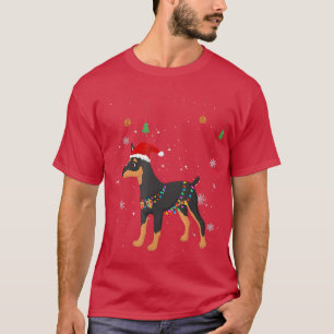 Camiseta Funny Miniature Pinscher Dog Santa Hat Christmas L