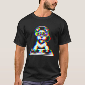Camiseta Funny Miniature Schnauzer DJ Glitch Rave EDM Music