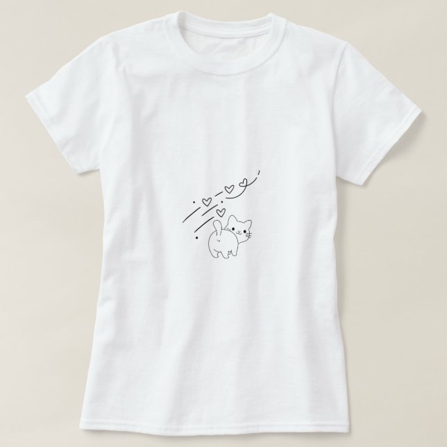 Camiseta Funny Minimalist Cat (Frente do Design)