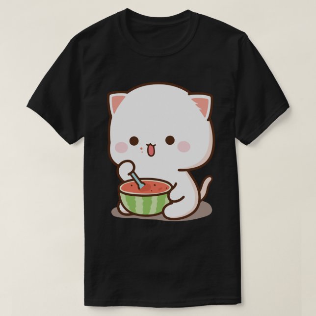 Camiseta Funny mochi mochi peach cat Sticker.png (Frente do Design)