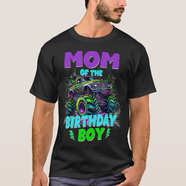 Camiseta Funny Mom Of The Birthday Boy Monster Truck (Frente)