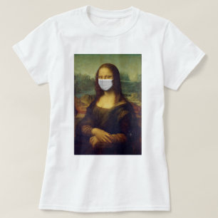 Camiseta Funny Monalisa Veste Máscara Facial de Coronavír