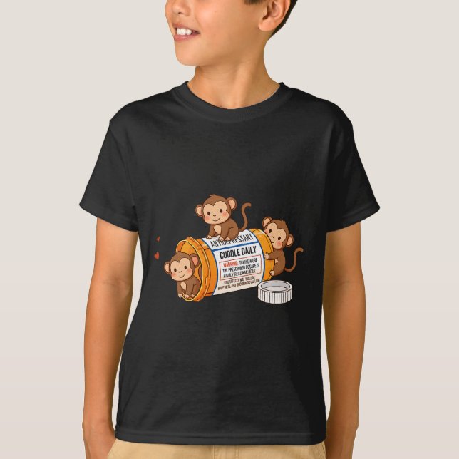 Camiseta Funny Monkey Anti Depressant Zoo Boys Girls Kids P (Frente)