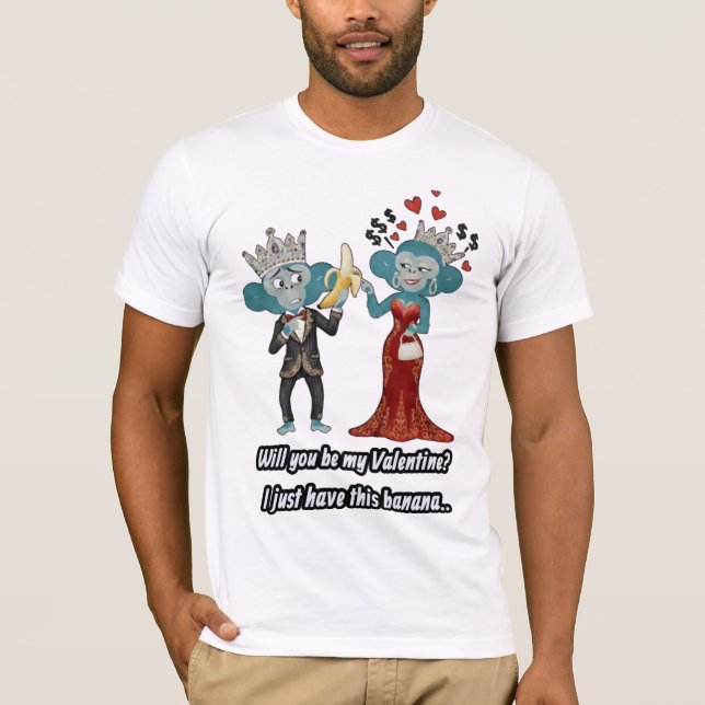 Camiseta Funny monkey couple valentine's day T-Shirt (Frente)