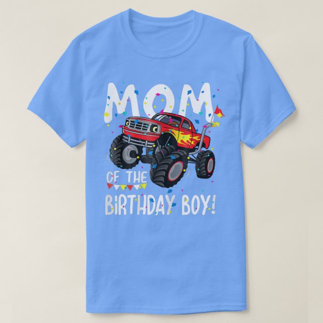 Camiseta Funny Monster Truck Party Mom of Birthday Boy Gift (Frente do Design)