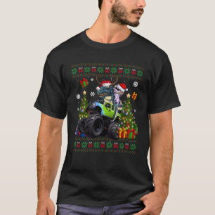 Camiseta Funny Monster Truck Unicorn Santa Hat Ugly Christm