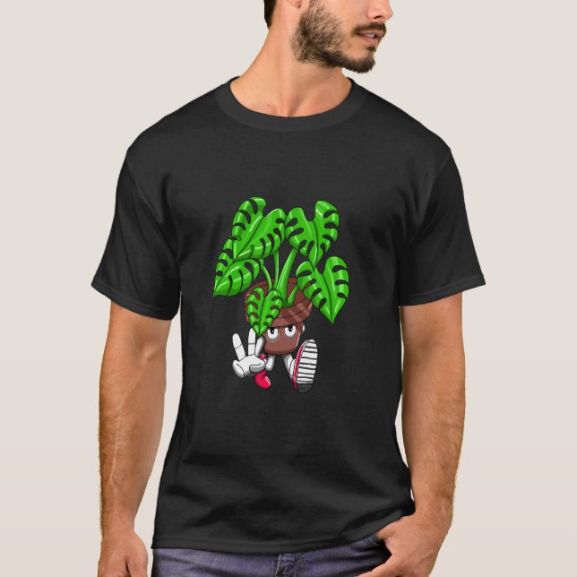 Camiseta Funny Monstera Plant Cartoon (Frente)
