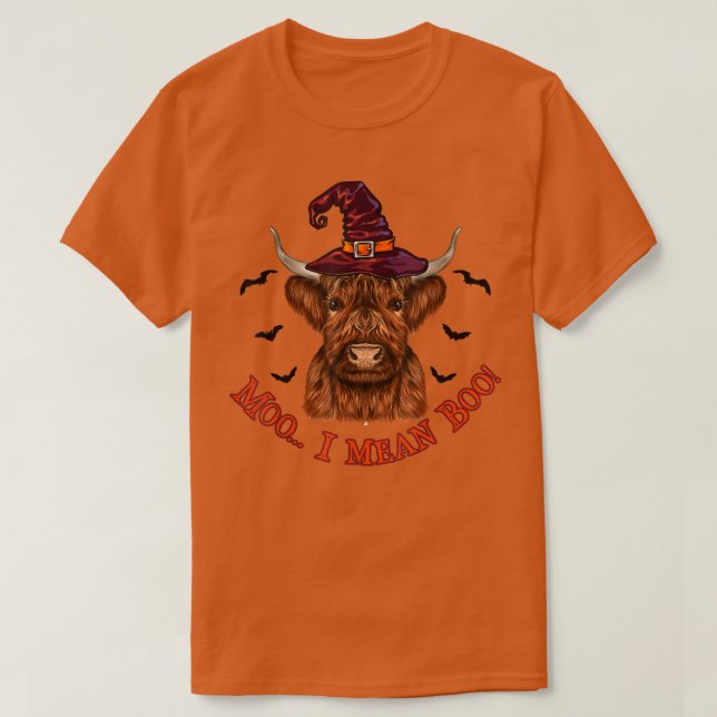 Camiseta Funny Moo I Mean Boo Cute Halloween Witch Cow Farm (Frente do Design)