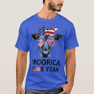 Camiseta Funny Moorica Cow 4 De Julho Moo Patriotic Farmer