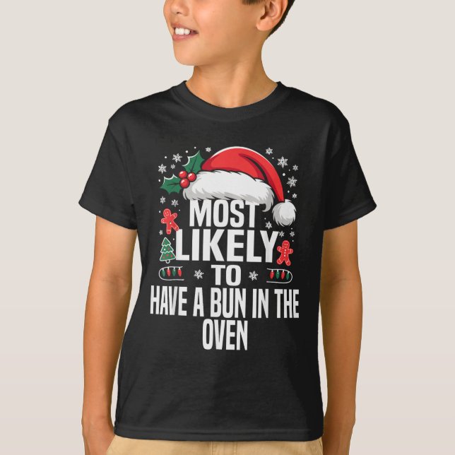 Camiseta Funny Most Likely To Christmas Family Pajama Match (Frente)