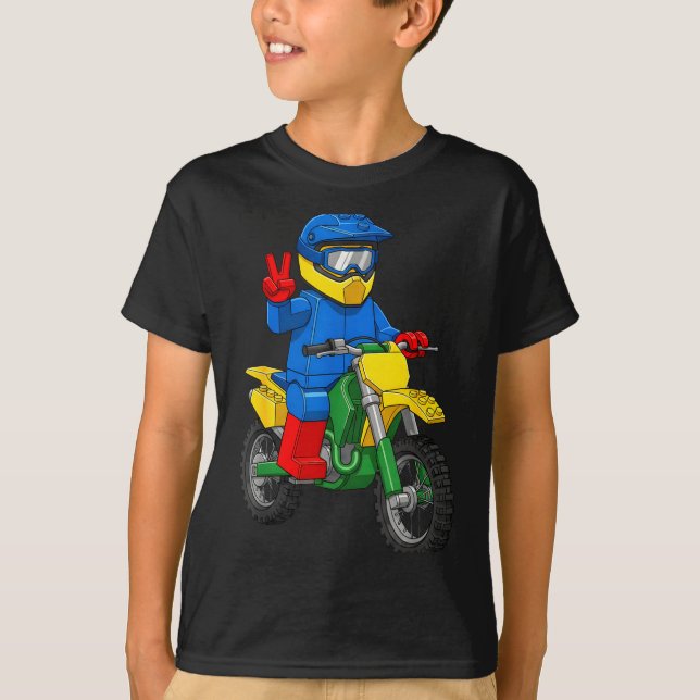Camiseta Funny Motorbike Builder Boys Block Building Toys D (Frente)