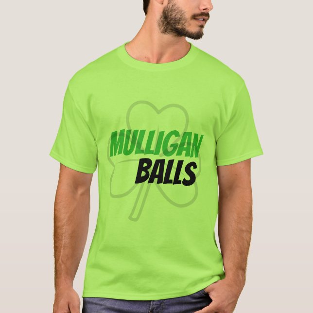 Camiseta Funny Mulligan Balls Green Irish Clover Golf (Frente)