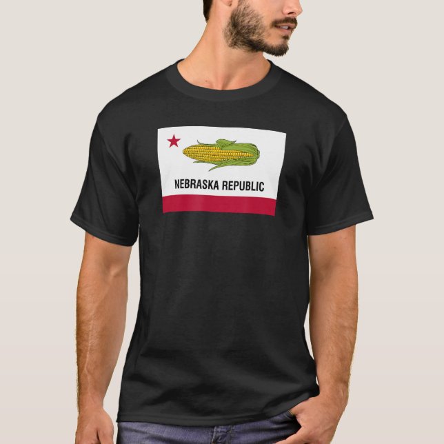 Camiseta FUNNY NEBRASKA REPÚBLICA FLAG Cornhusker Estado so (Frente)