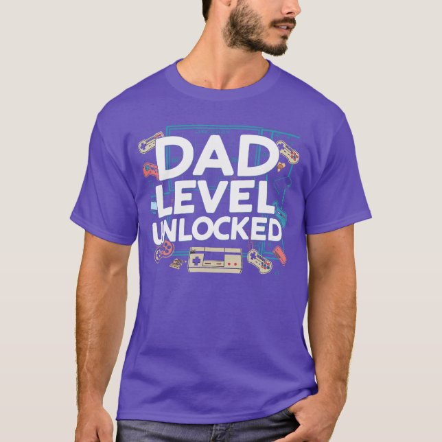 Camiseta Funny New Dad Level Unlocked Gaming Fathers Day vi (Frente)