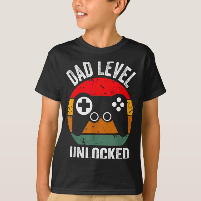 Camiseta Funny New Dad Shirt Dad Level Unlocked Tee Shirt G (Frente)
