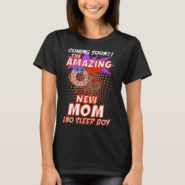 Camiseta Funny New Mom Donut Pregnancy Boy Baby Gender Reve (Frente)