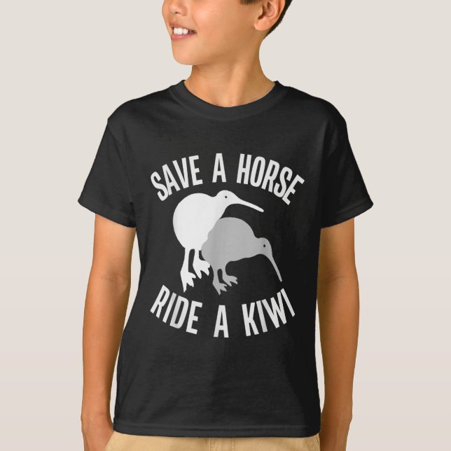 Camiseta Funny New Zealand Kiwi Meme Quote Save A Horse Rid (Frente)