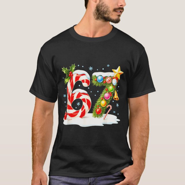 Camiseta Funny Nice Naughty 6 7 Christmas 67 Meme Xmas Boys (Frente)
