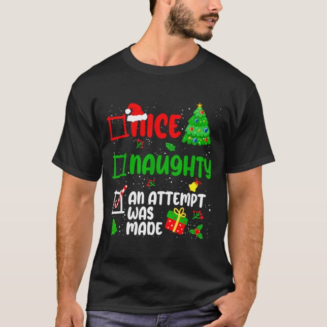 Camiseta Funny Nice Naughty An Attempt Was Made List Xmas S (Frente)