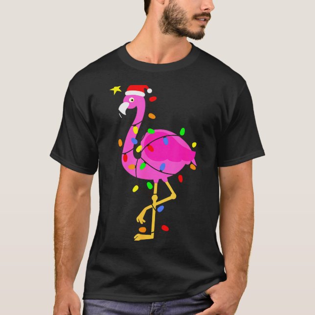 Camiseta Funny Nk Flamingo In Santa Hat Christmas In July M (Frente)