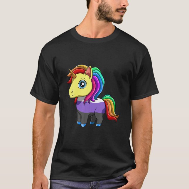 Camiseta Funny Nonbinary E Genderqueer Unicorn (Frente)