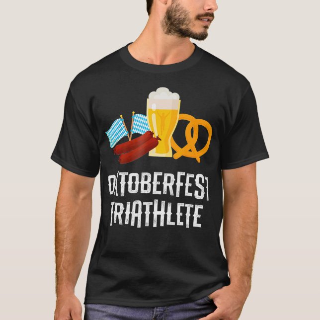 Camiseta Funny Oktoberfest Triathlete Beer Pretzel, Comida (Frente)