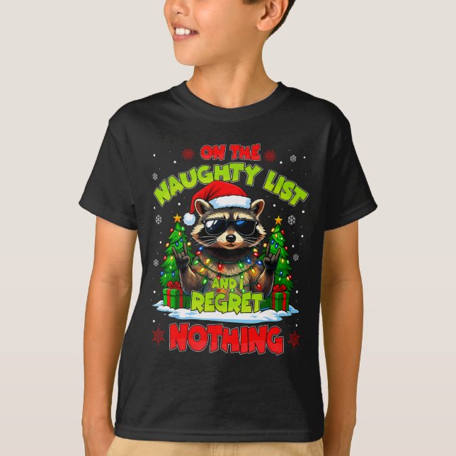 Camiseta Funny On The Naughty List I Regret Nothing Christm (Frente)