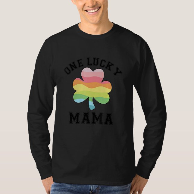 Camiseta Funny One Lucky Mama Rainbow Shamrock Rua de Patri (Frente)