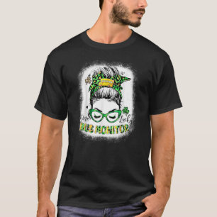 Camiseta Funny One Lucky School Bus Monitor Messy Bun Rua P
