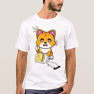 Camiseta Funny Orange Cat derramou maionese