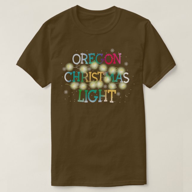 Camiseta Funny Oregon State Christmas Light Pajama Cute Tee (Frente do Design)