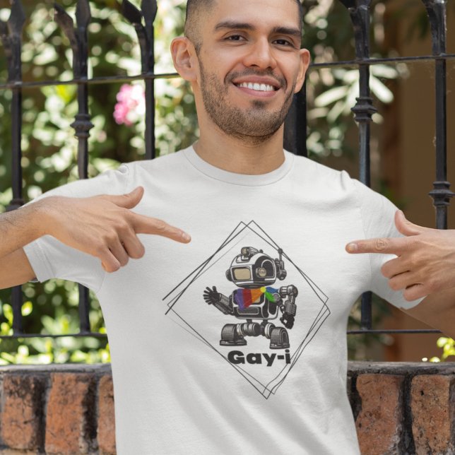 Camiseta Funny Orgulho gay Rainbow AI Robot (Criador carregado)