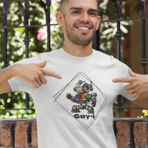 Camiseta Funny Orgulho gay Rainbow AI Robot
