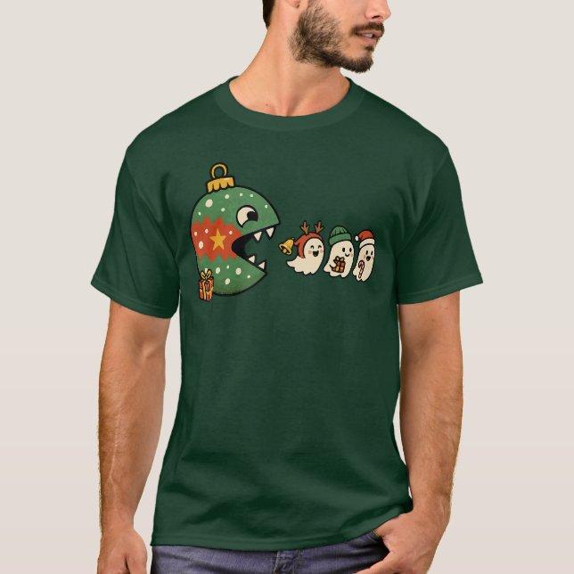 Camiseta Funny Ornament Eating Holiday Ghosts Gamers Christ (Frente)