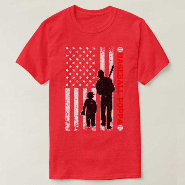 Camiseta Funny Orud Baseball Poppa American Flag Pais D (Frente do Design)