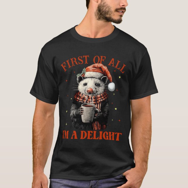 Camiseta Funny Ossums First Of All I'm A Delight Merry Chri (Frente)