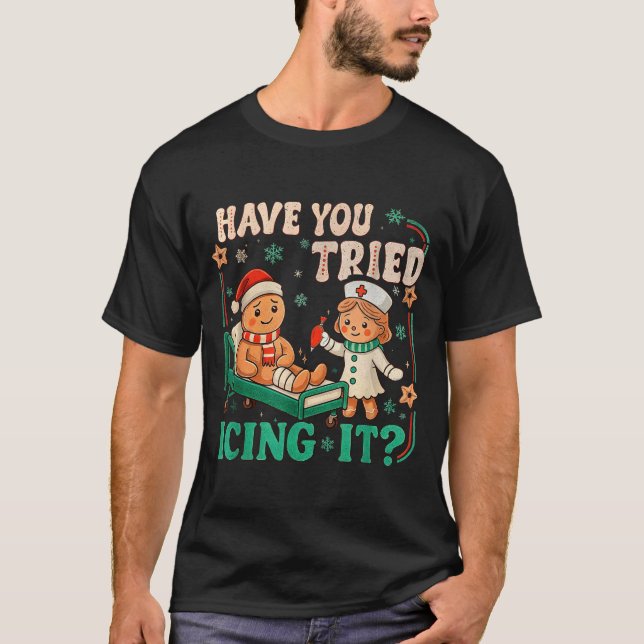 Camiseta Funny Pain Scale Have You Tried Icing It Gingerbre (Frente)