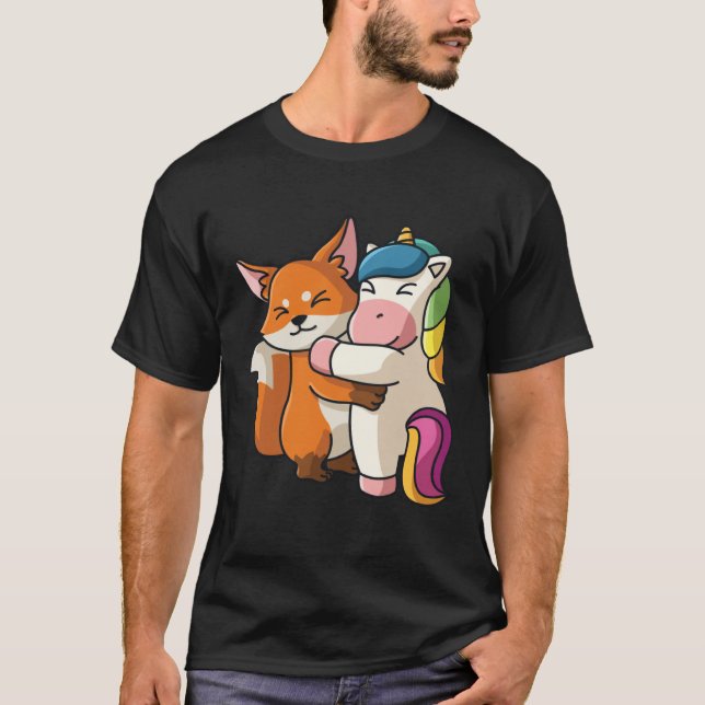 Camiseta Funny Panda and Unicorn cute Hug Cuddle Animals Cu (Frente)